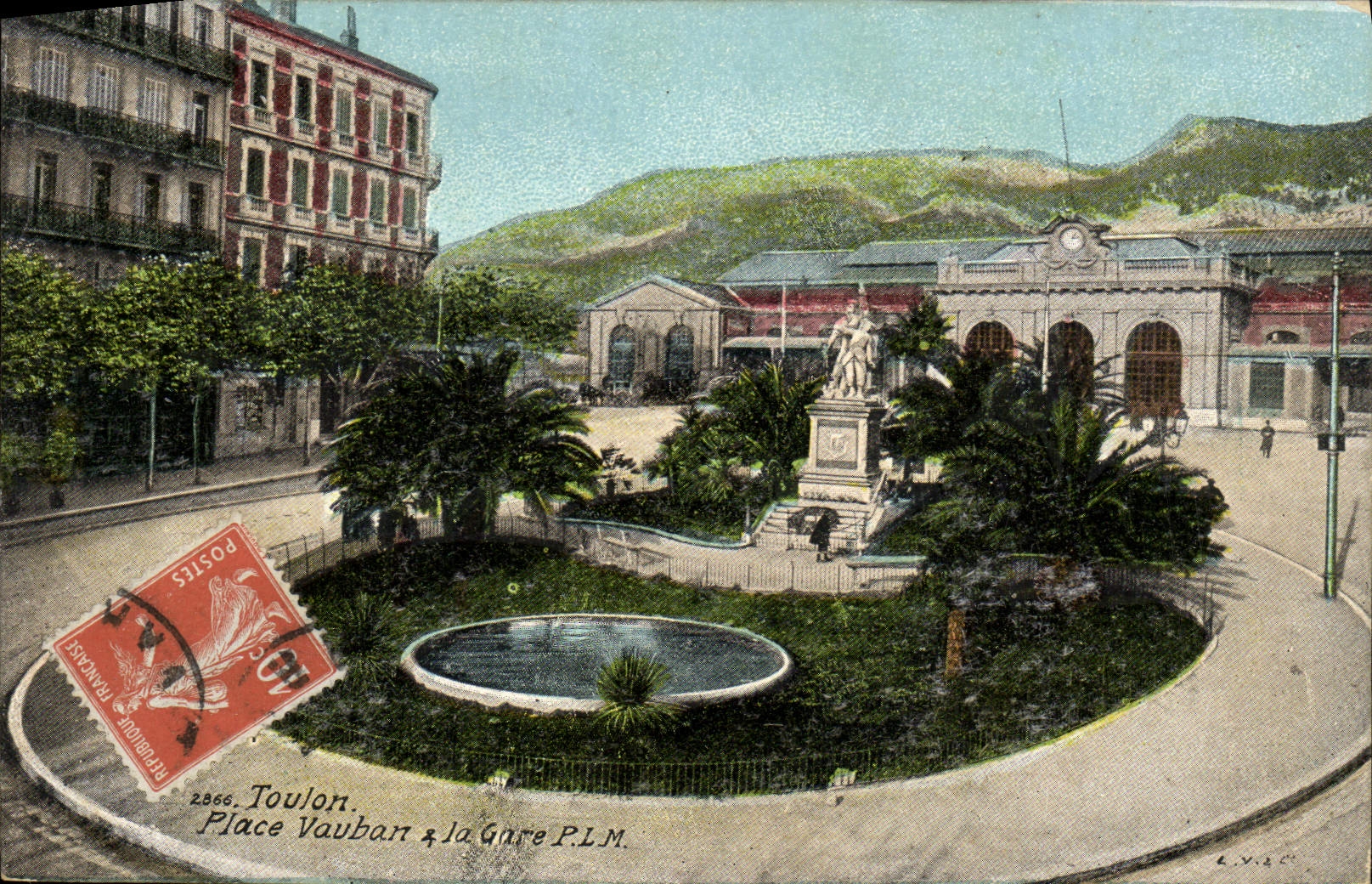Place Vauban à Toulon — station de la Gare P.L.M. — éditeur A.V.C.