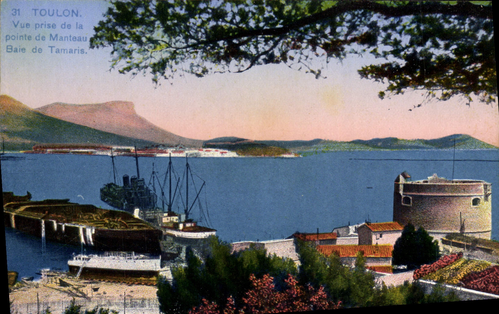 Toulon — Vue prise de la pointe de Manteau, Baie de Tamaris — Imprimerie des Alinéages