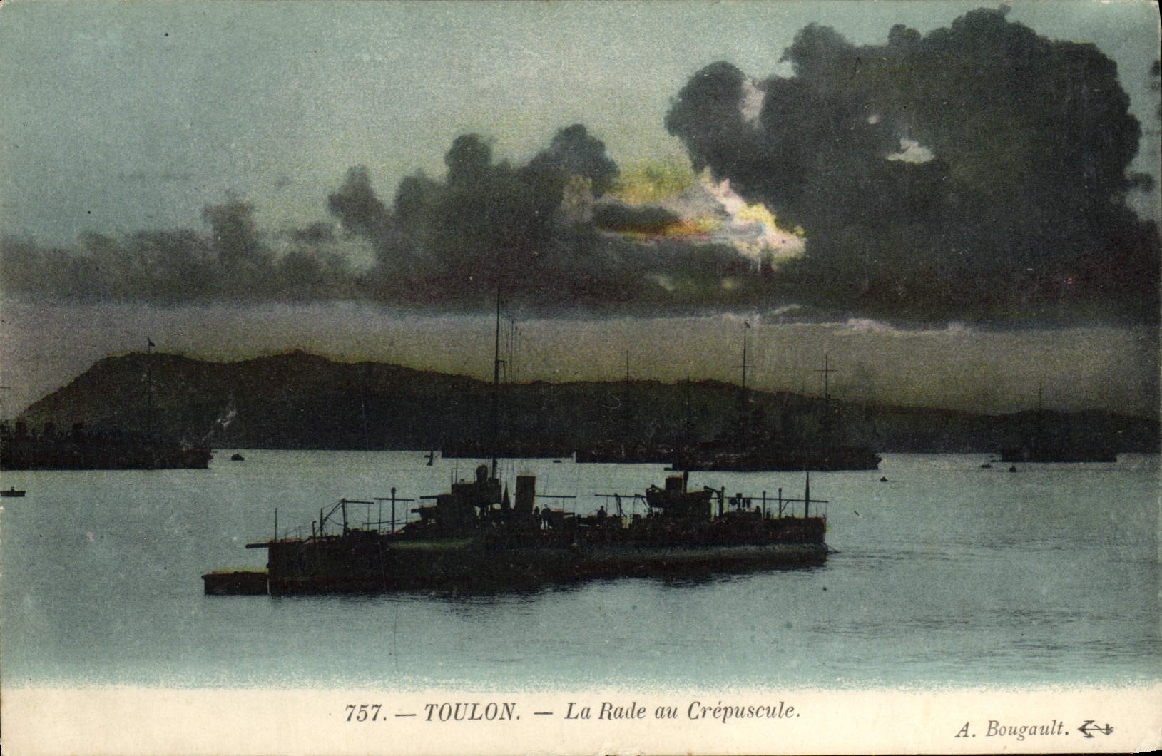 Toulon — La Rade au Crépuscule — A. Bougault, n° 757