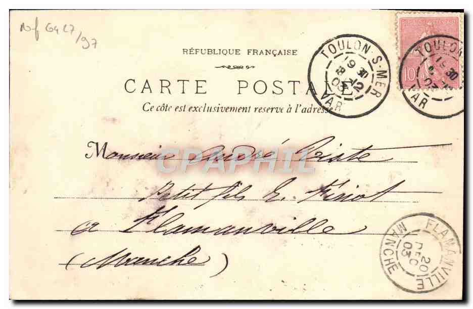 CPA Toulon La Mairie Cronstadt Bar — Rückseite