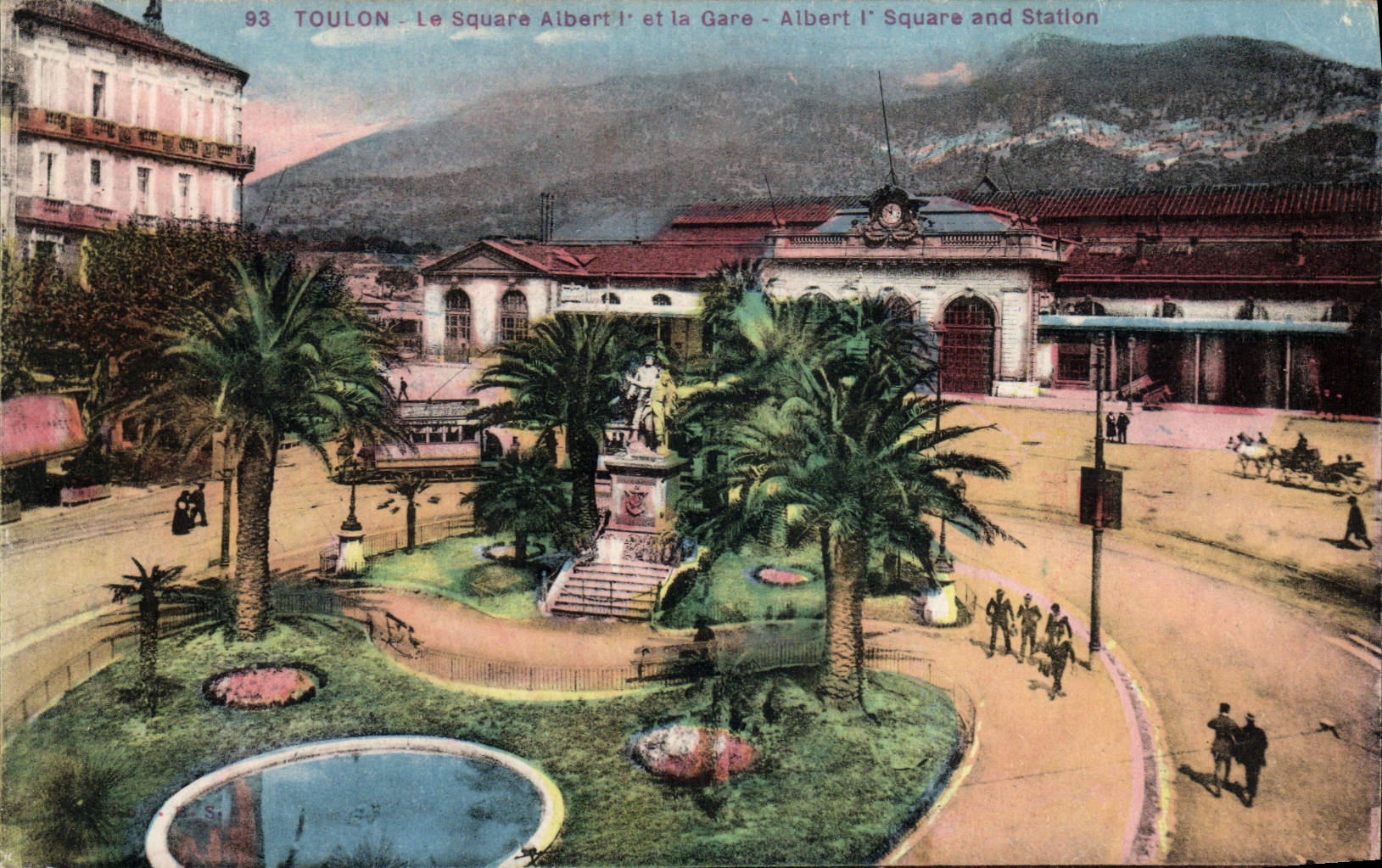 CPA Toulon Le Square Albert 1er et la Gare 