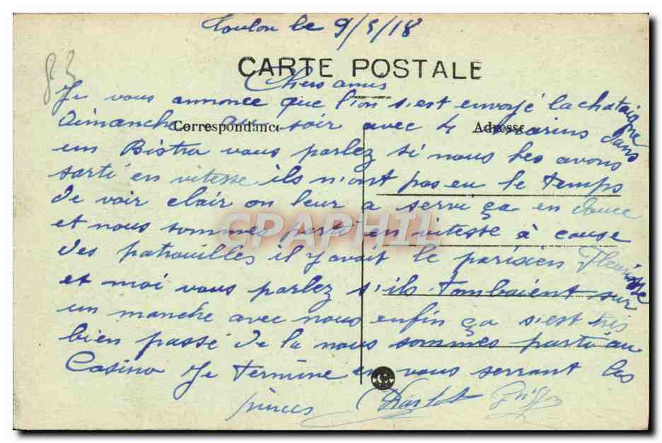 CPA Toulon Le Jardin et Monument des soldests tues a l'ennemi — Verso