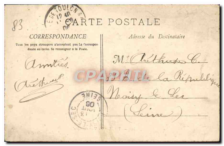 Toulon — Vue Générale — A. Bougault, n°767 — Verso