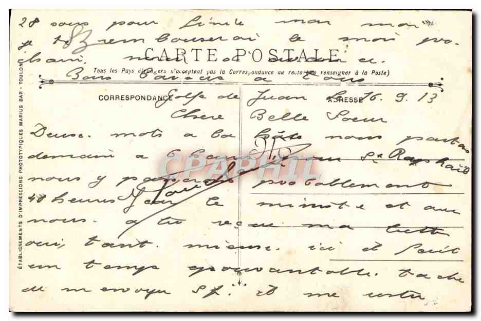 CPA Toulon Le Genie Maritime  — Verso