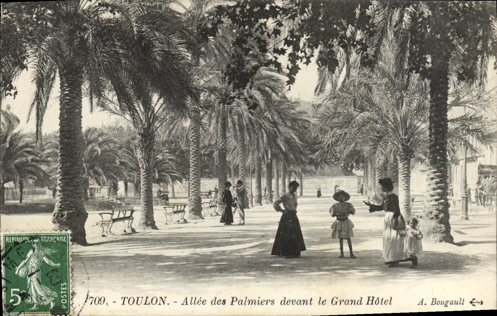 TOULON - Allée des Palmiers devant le Grand Hôtel — A. Bougault n°709