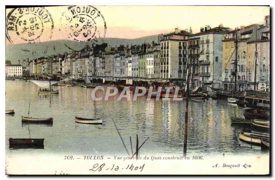 CPA Toulon Vue generale du Quai construit en 1606 Bateaux