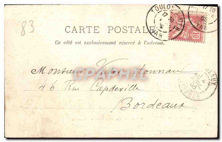CPA Toulon La Rade et l'Escadre Bateaux — Verso