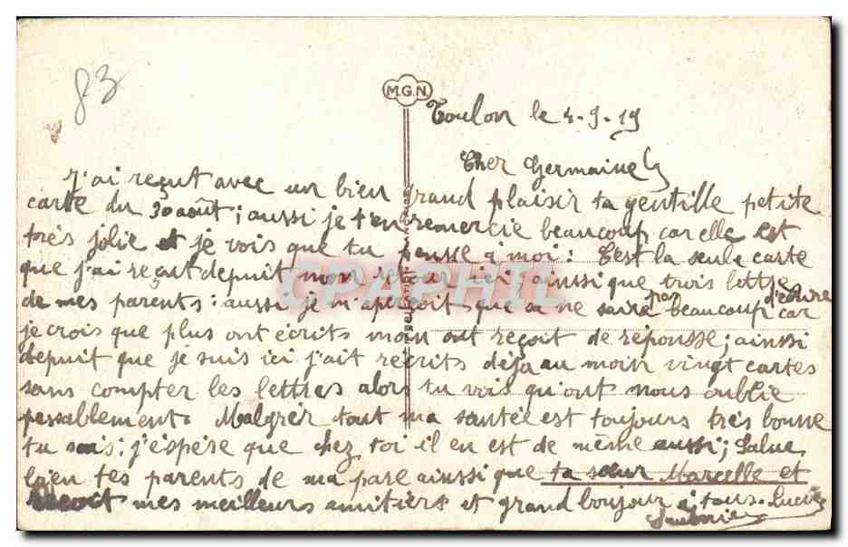 CPA Une pensee de Toulon Fleurs  — Rückseite