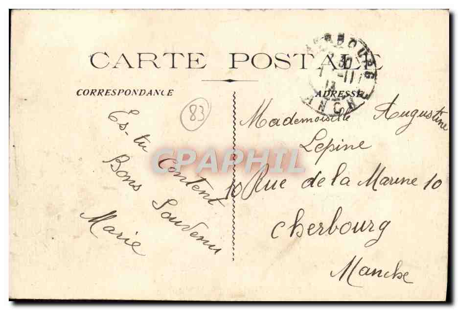 Toulon - Avenue Colbert — vue de la rue bordée de palmiers et de bâtiments — E.L. éditeur — Verso