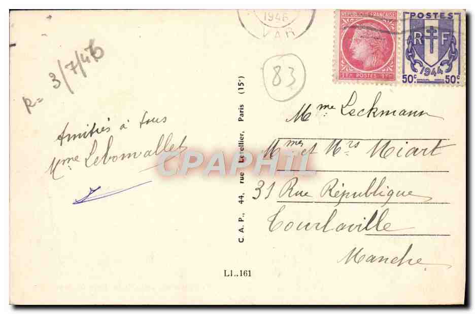 CPA Toulon Vue generale Prise de la Tour du Morillon Bateau — Verso