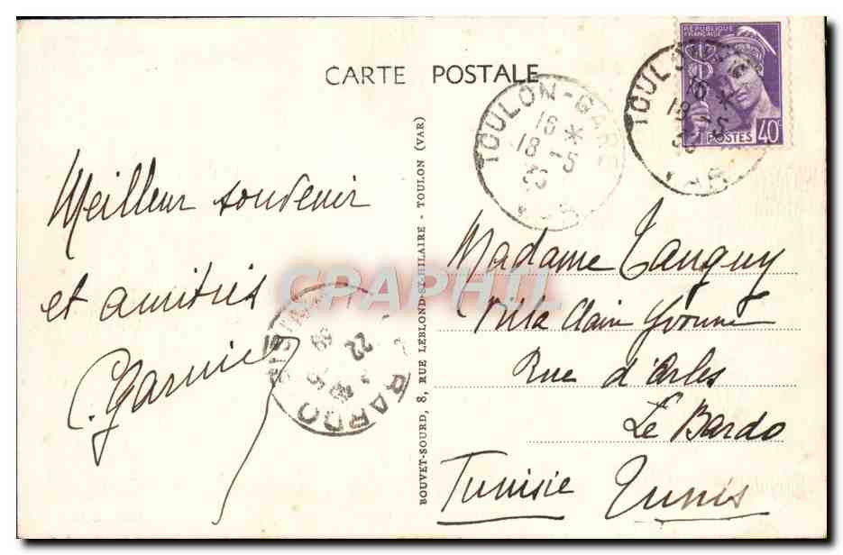 Toulon -- Le Port -- Edit. B.S. — Rückseite
