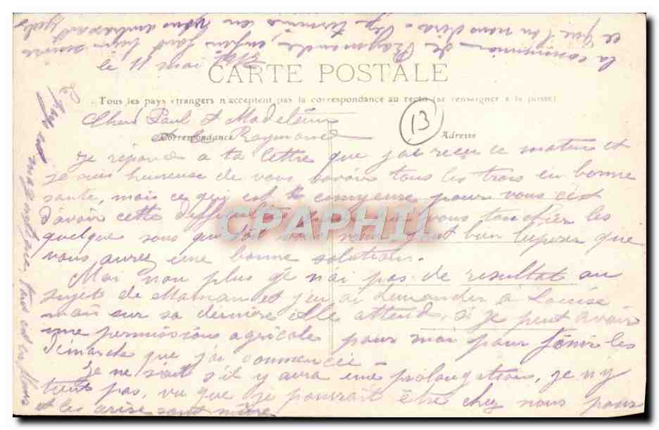 CPA Charleval Avenue de la Gare Hotel et cafe de la gare — Rückseite