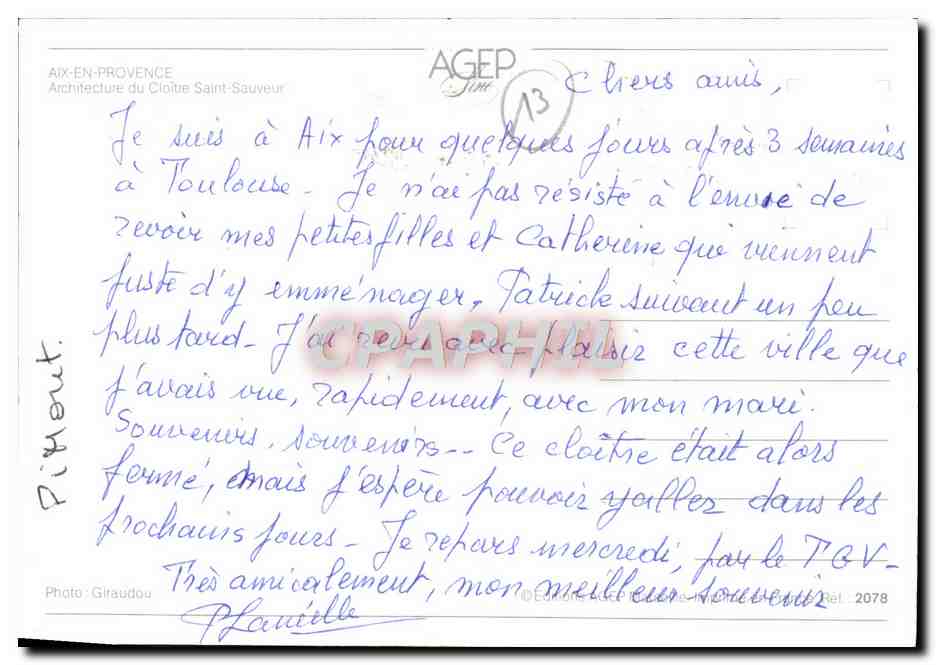 Cloître Saint-Sauveur — Aix-en-Provence — Éditeur AGEP, n°3 — Back