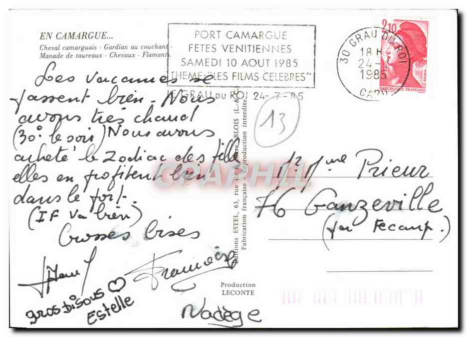 CPM La Camargue Cheval camarguais Gardian au couchant — Achterkant