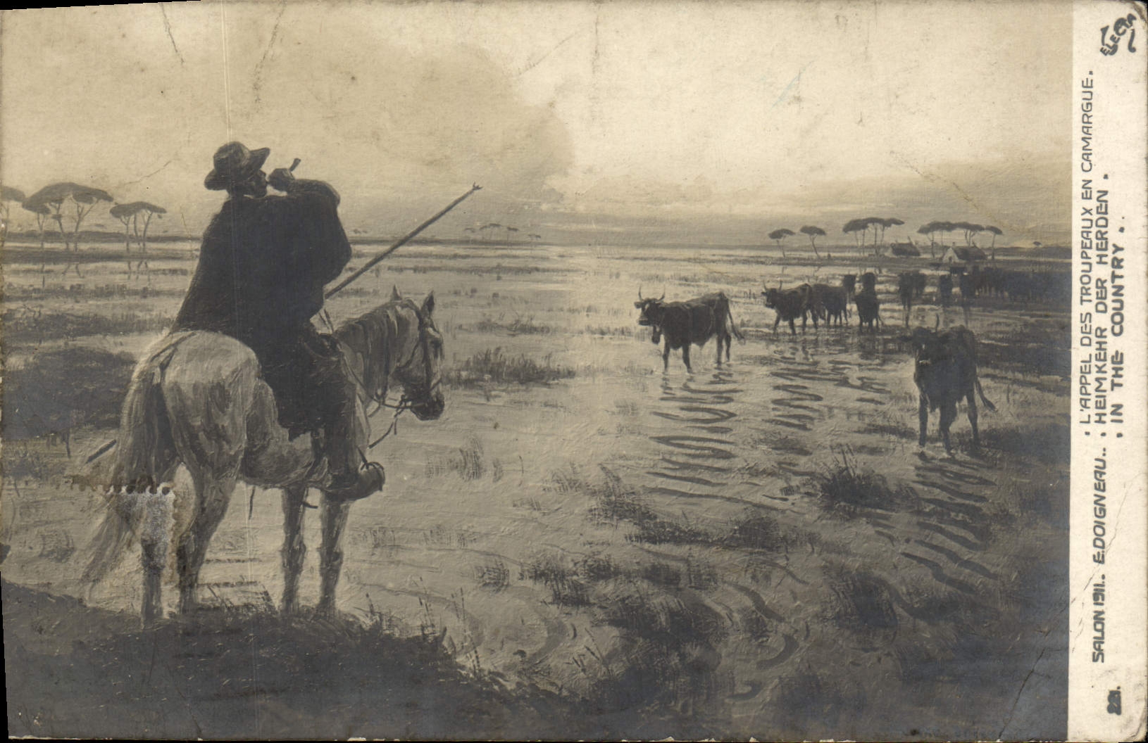 L'Appel des troupeaux en Camargue — Édouard Edoigneau — Salon 1911