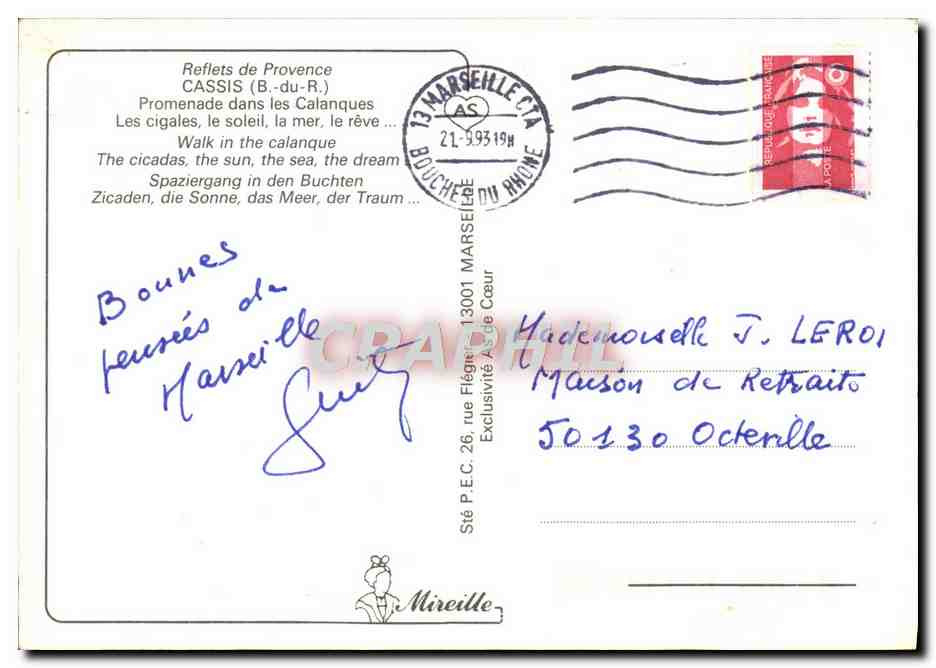Calanques de Cassis — Provence — Sté P.E.C. 26 — Verso