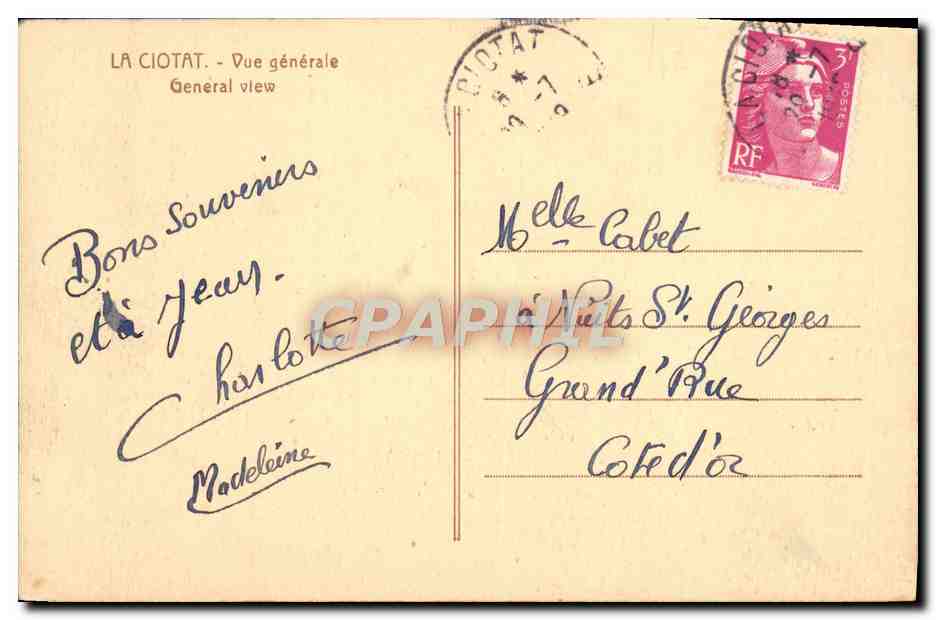 CPA La Ciotat Vue Generale — Rückseite