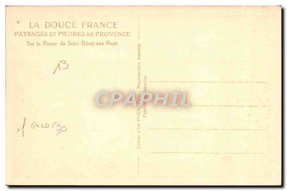 CPA Paysages Et Pierres De Provence Sur la Route de Saint Remy aux Baux — Rückseite