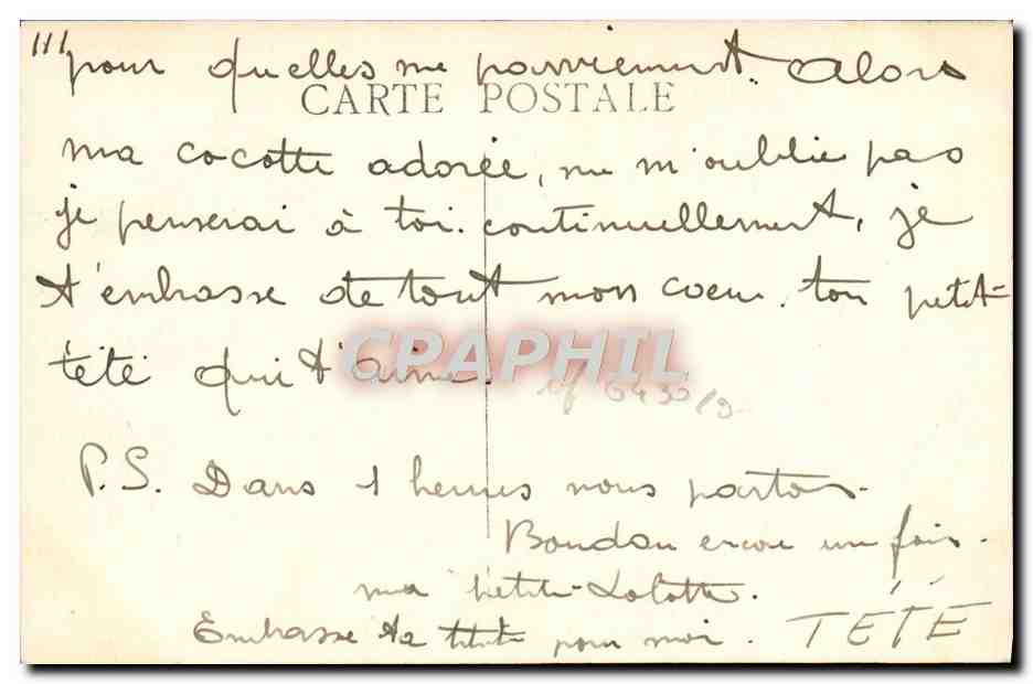 CPA Marseille La Canebiere Moto Side Car Tramway — Rückseite