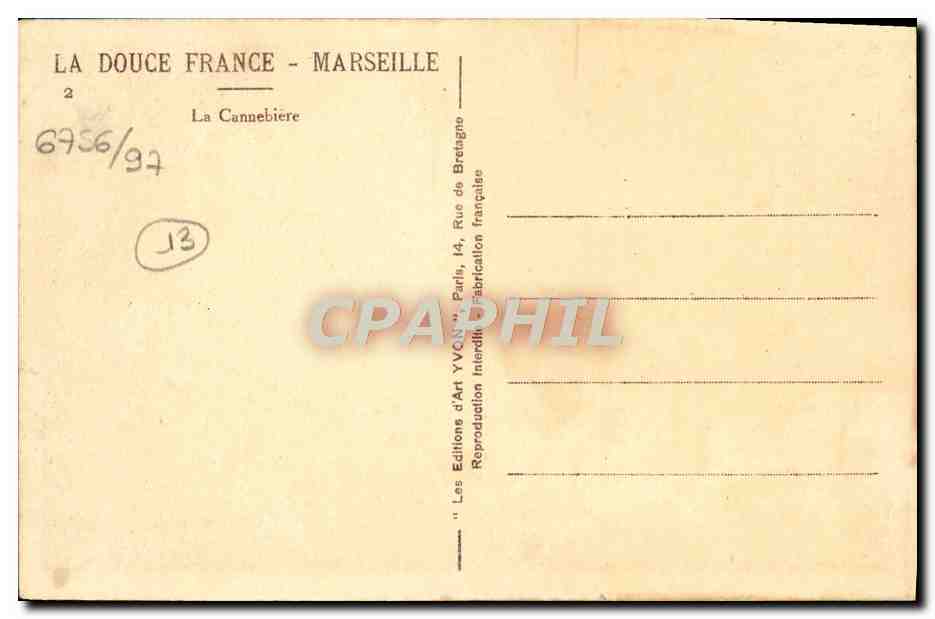 CPA Marseille La Cannehiere Tramway — Verso