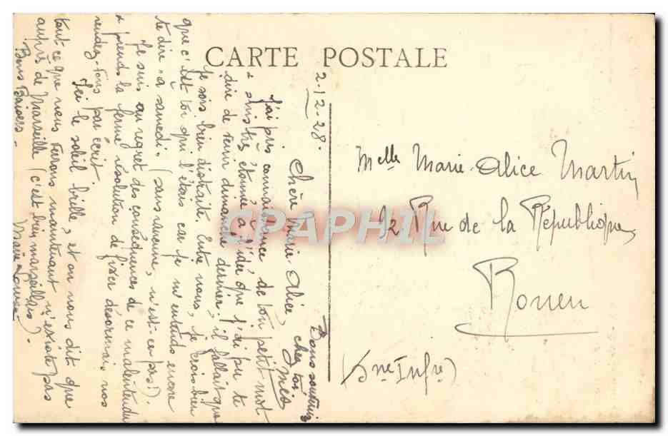 CPA Marseille Ascenseurs de Notre Dame de la Garde — Verso
