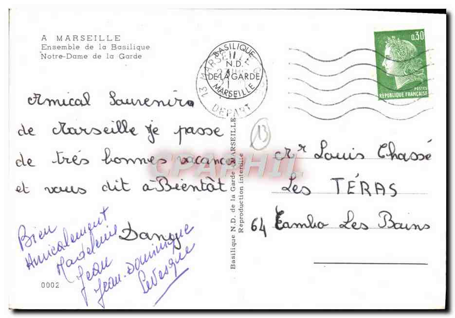 CPM Marseille Basilique de Notre Dame de la Garde — Rückseite