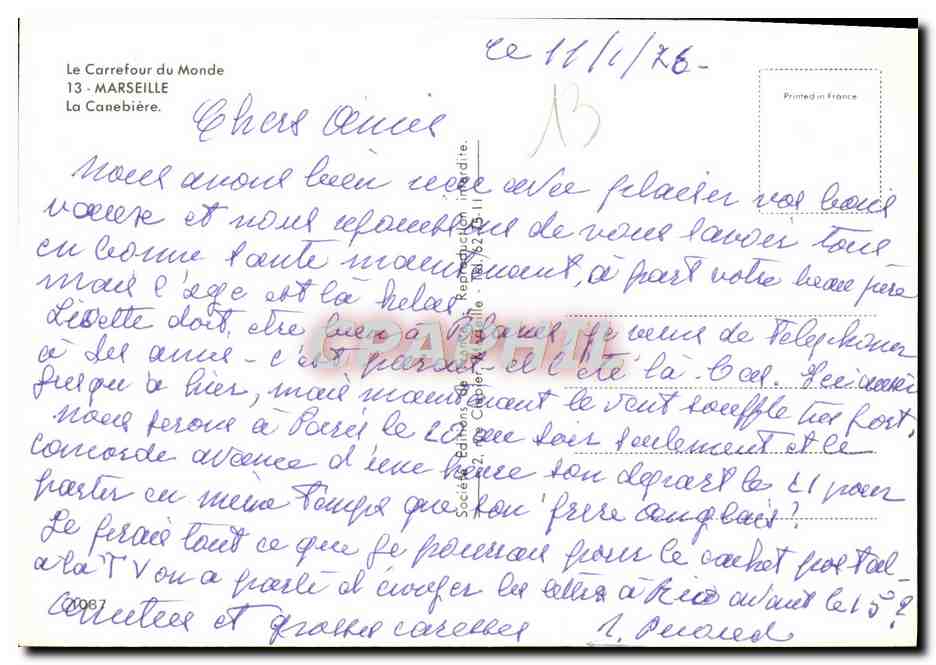 CPM Marseille La Canebiere — Rückseite