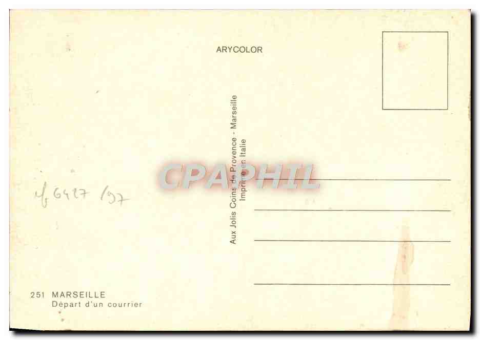 CPA Marseille Depart d'un Courrier Bateau  — Verso