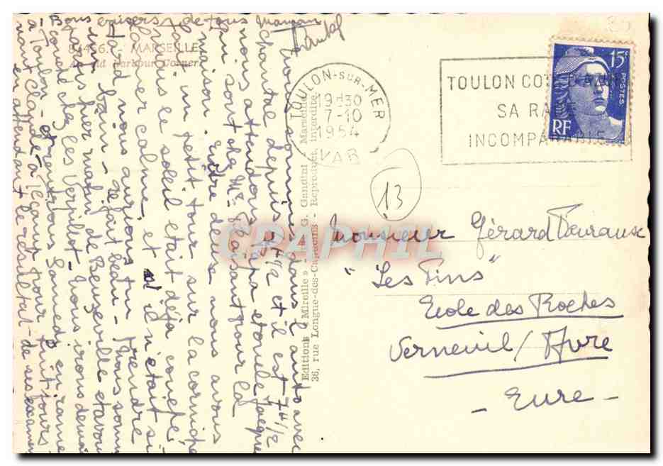 CPA Marseille Le vieux port — Verso
