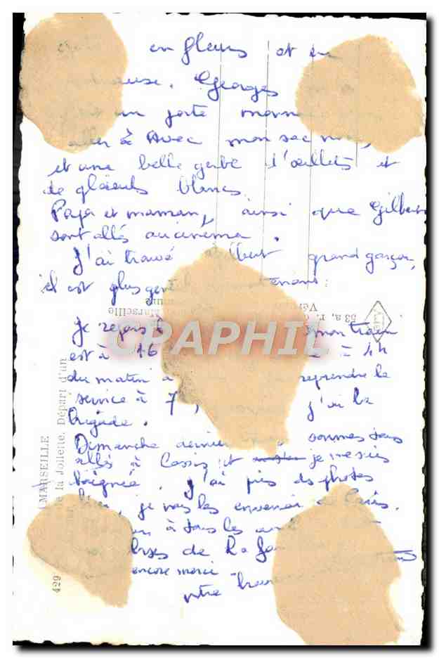 CPA Marseille Quai de la Joliette Bateau  — Verso