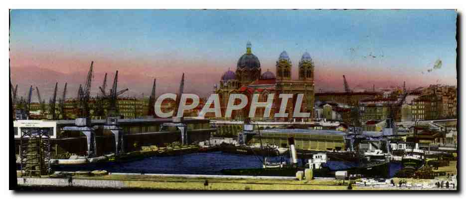 CPA Marseille Bassin de la Jollette et Cathedrale