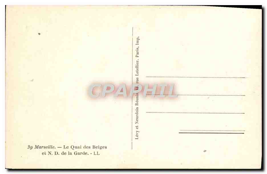 CPA Marseille Le Quai des Belges et ND de la Garde — Verso