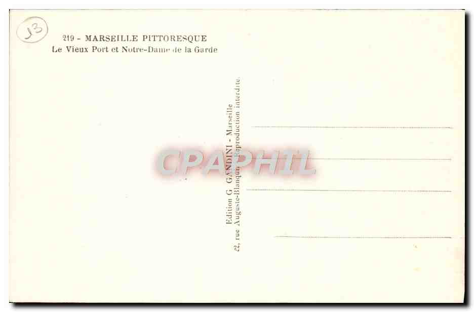 CPA Marseille Le Vieux Port et Notre Dame De la Garde Bateaux — Verso
