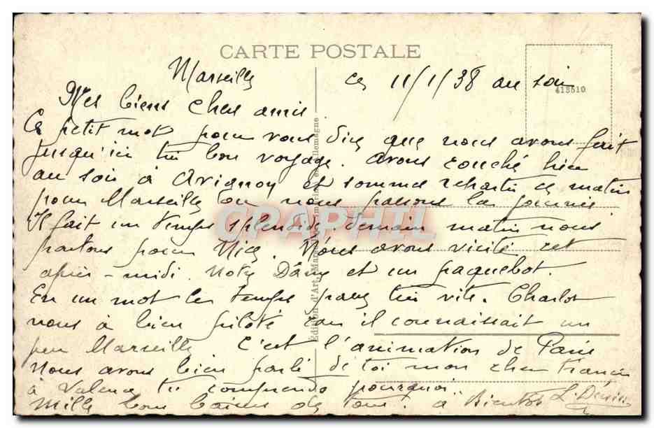 CPA Marseille La Canebiere  — Rückseite