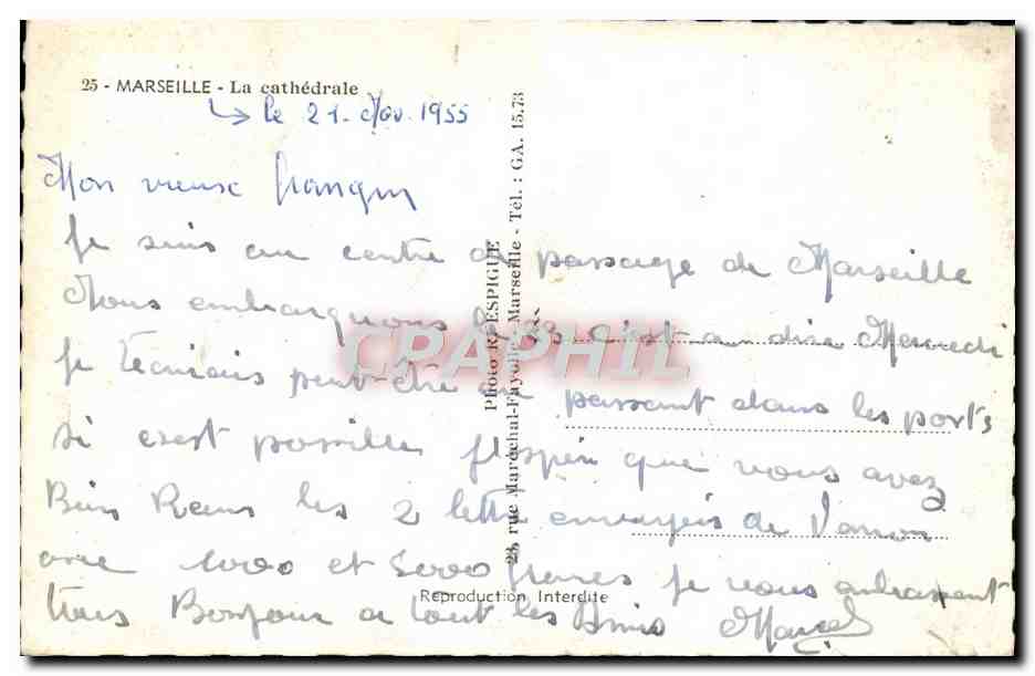 CPM Marseille La Cathedrale  — Verso