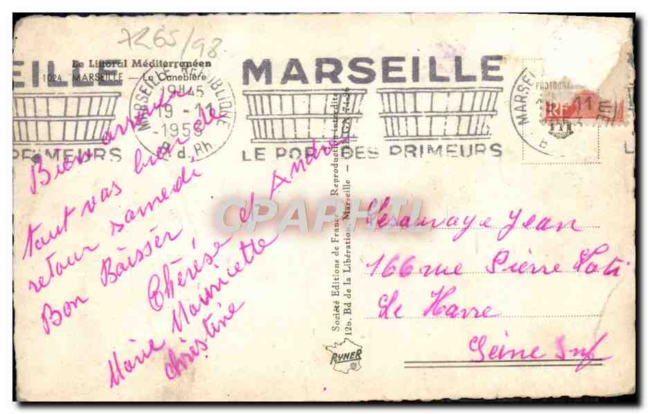 CPM Marseille La Canebiere  — Rückseite