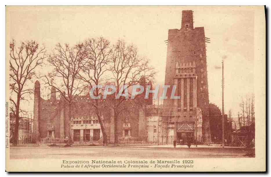 CPA Exposition Nationale et Coloniale de Marseille 1922 Palais de l'Afrique Occidentale Francaise Facade principale