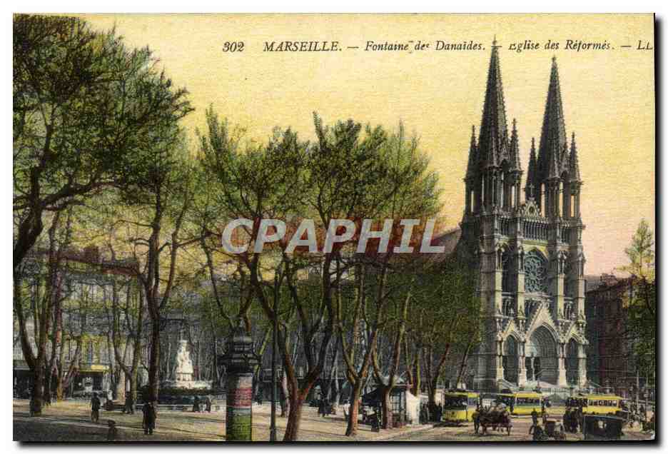 CPA Marseille Fontaine de Danaides Eglise des Reformes 