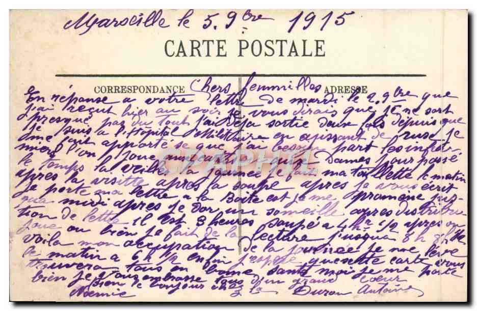 CPA Marseille Fontaine de Danaides Eglise des Reformes  — Rückseite
