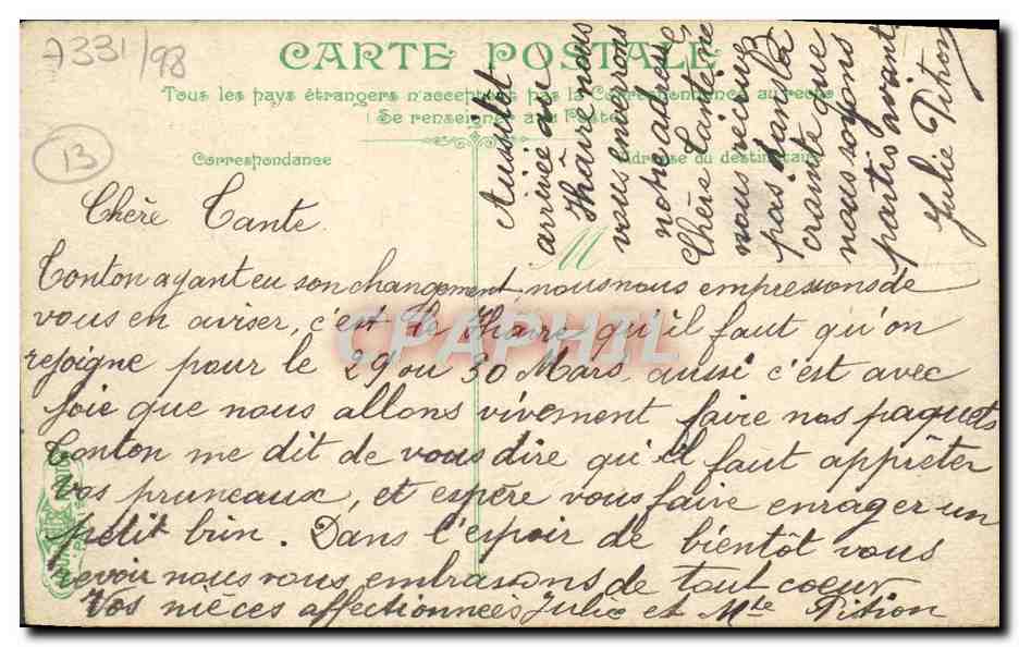 CPA Marseille Un coin du grand marche  — Rückseite