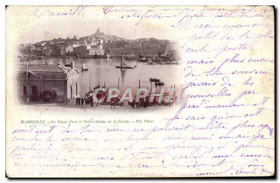 CPA Marseille Le Vieux Port et Notre Dame de la Garde 