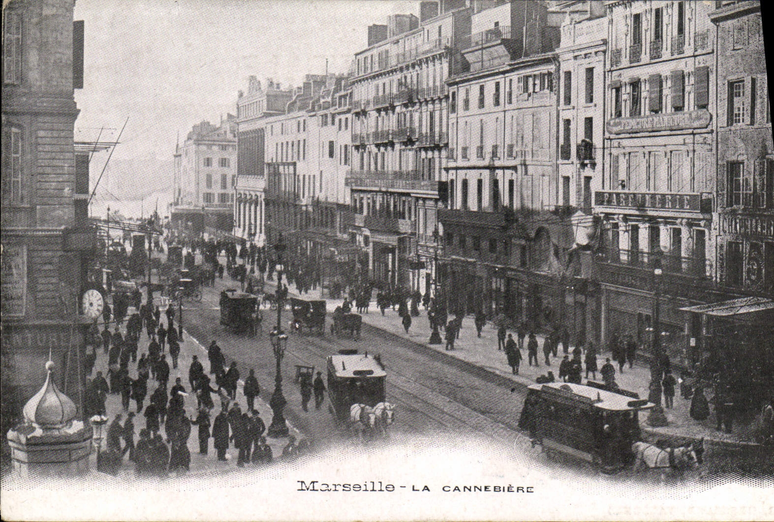 CPA Marseille La Cannebiere Publicite Loterie de Bienfaisance Grande Cavalcade 1905