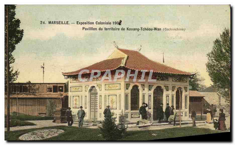 CPA Marseille Exposition Coloniale Pavillon du territoire de Kouang Tcheou Wan Chine china 