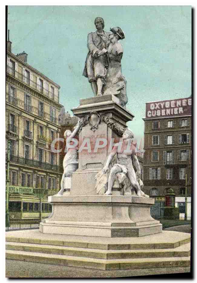 CPA Marseille Le monument Pierre Puget Publicite Oxygene Cusenier
