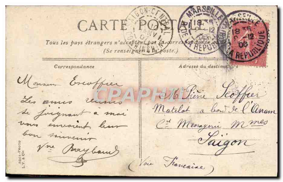 CPA Exposition Nationale et Coloniale de Marseille 1906 Palais de la Tunisie  — Rückseite