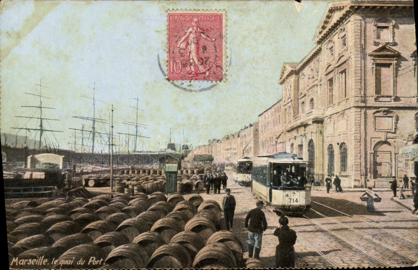 CPA Marseille le quai du Port Tramway