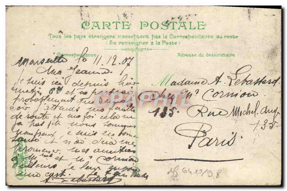 CPA Marseille La rue Noailles  — Rückseite
