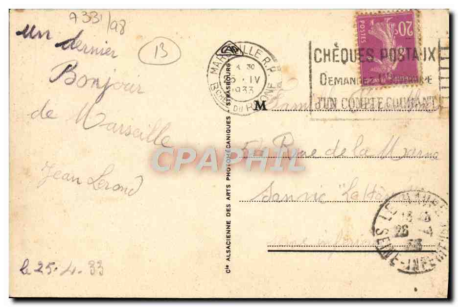 CPA Marseille Rue de la Republique et Quai du Port  — Rückseite
