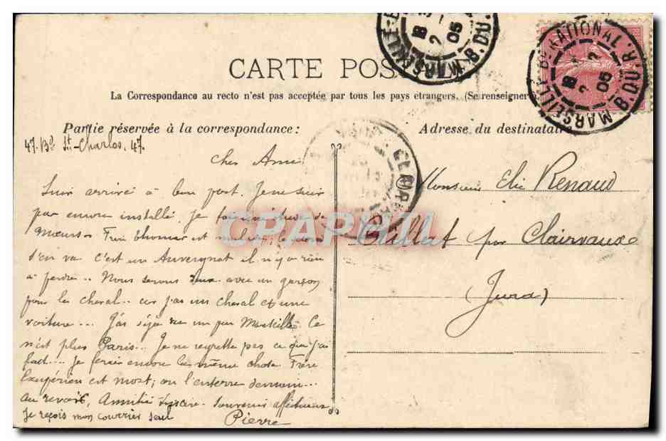 CPA Marseille La Rue Cannebiere Tramway — Verso