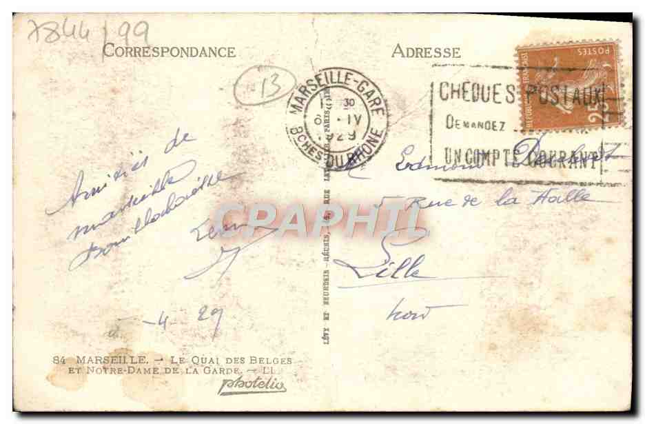 CPA Marseille Le Quai des Belges et Notre Dame de la Garde Bateaux — Reverso